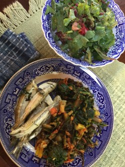 fresh smelt with swiss chard from Sweetbrier Farm
