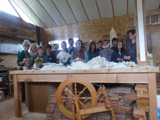 High school class in workshop